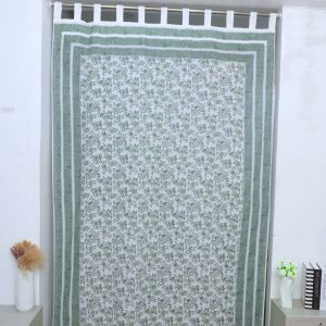 Block Print Elegant Floral Cotton Curtain - Arpan Design