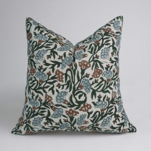 Block Print Linen Blend Throw Pillow || Thorny Stems