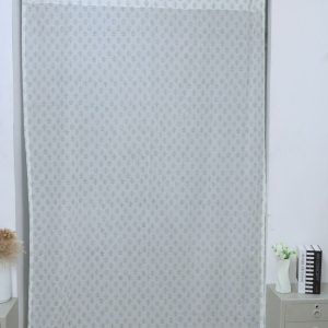 Block Print Sage Green Floral 100% Cotton Curtain - Jasmine