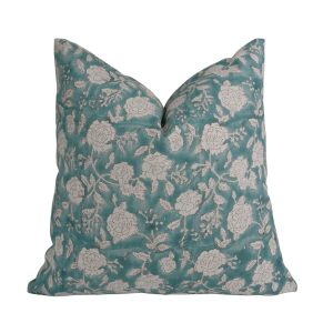 Handcrafted Decor Rameshwaram Teal Linen Pillow Cover