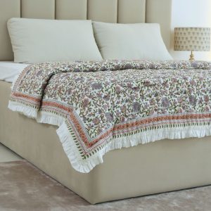 Handmade Indian Print Reversible Cotton Quilt - Pushaplata