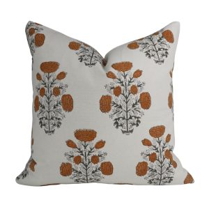 Indian Artisan Burnt Orange Floral Cushion Cover - Swadesh