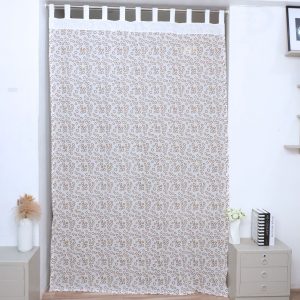 Indian Block Print Gold Tara Design Cotton Bedroom Curtains