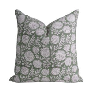 Indian Sage Floral Thick Cotton White Cushion Cover - Rajat
