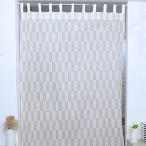 Pure Cotton Hand Block Print Tab Top Curtain - Zig-Zag