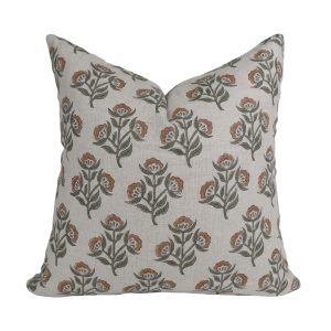 Rust Floral Pure Linen Indian Print Cushion Cover – Bel Patra